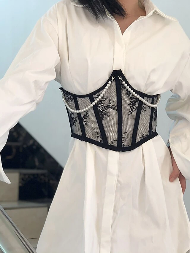 Corset Women's Corset Tops Sexy Underbust Corset Retro Embroidery Lace Lace Flower Buckle Lace Up Polyester Prom Birthday Party Party & Evening Spring & Summer Fall & Winter All Seasons White Black 3 Corset Women's Corset Tops Sexy Underbust Corset Retro Embroidery Lace Lace Flower Buckle Lace Up Polyester Prom Birthday Party Party & Evening Spring & Summer Fall & Winter All Seasons White Black - Image 3