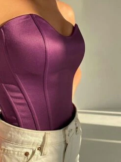 Corset Women's Corset Tops Prom Party & Evening Club Black Purple Brown Sexy Overbust Corset Backless Tummy Control Pure Color Summer Spring