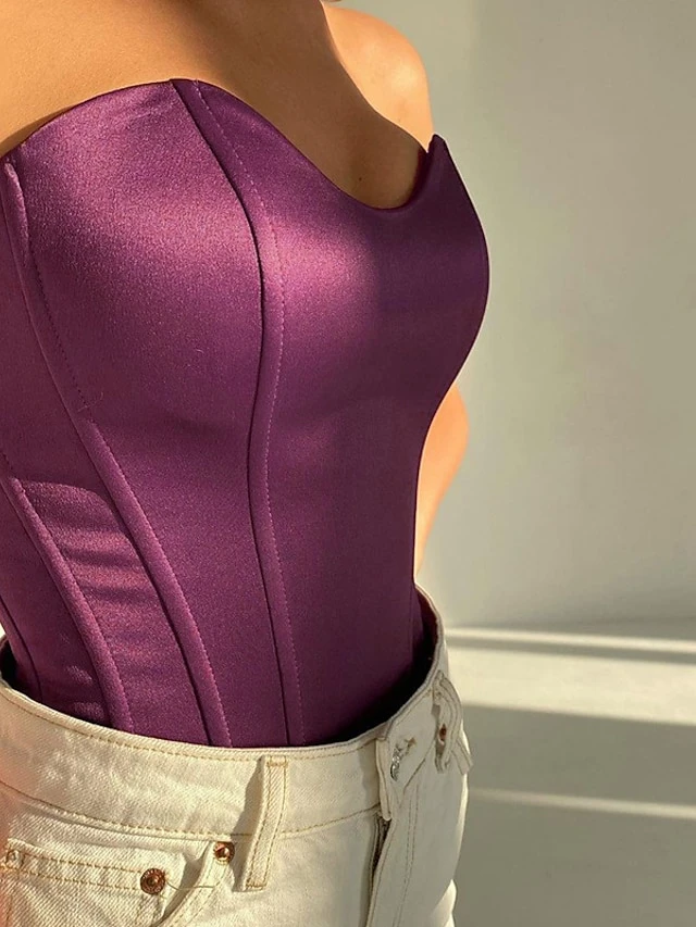 Corset Women's Corset Tops Prom Party & Evening Club Black Purple Brown Sexy Overbust Corset Backless Tummy Control Pure Color Summer Spring 1 Corset Women's Corset Tops Prom Party & Evening Club Black Purple Brown Sexy Overbust Corset Backless Tummy Control Pure Color Summer Spring