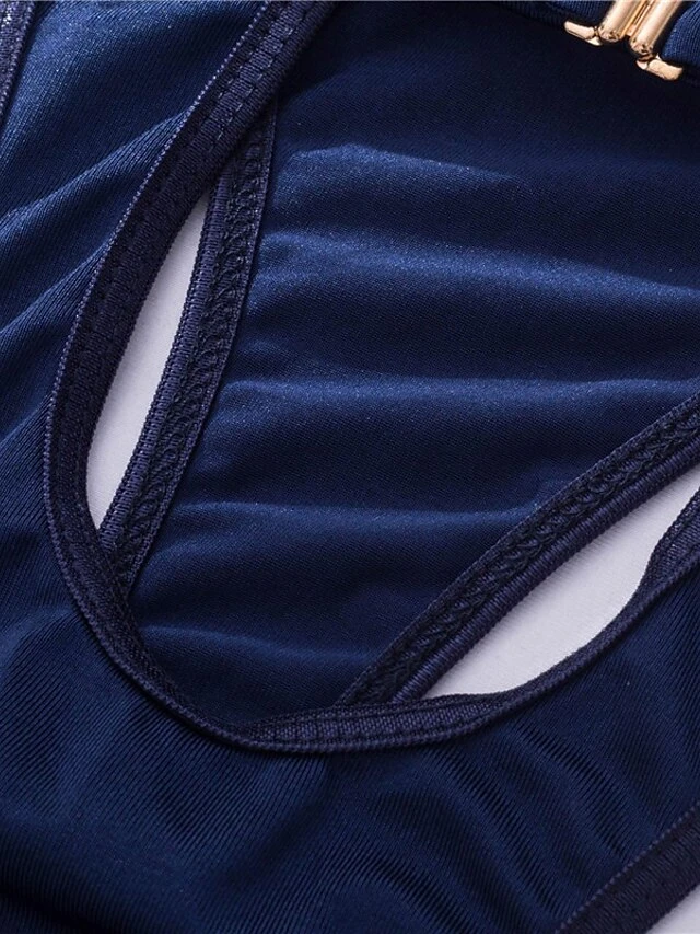 Women's Sexy Bodies Teddies & Bodysuits Pure Color Lovers Hot Home Valentine's Day Polyester Plunging Neck Sleeveless Backless Fall Winter Navy Blue 7 Women's Sexy Bodies Teddies & Bodysuits Pure Color Lovers Hot Home Valentine's Day Polyester Plunging Neck Sleeveless Backless Fall Winter Navy Blue - Image 7