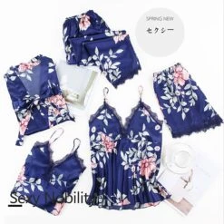 Women's Lace Silk Satin Pajama Sets 5Pcs Cami Top Nightgown Lace Night Robe Sexy Sleepwear Robe Sets Nightdress With Chest Pads 23 Women's Lace Silk Satin Pajama Sets 5Pcs Cami Top Nightgown Lace Night Robe Sexy Sleepwear Robe Sets Nightdress With Chest Pads -Deals The Sexy Bra Store xsywtm1645521021990