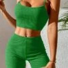 Women's Loungewear Sets Pure Color Sport Hot Casual Home Daily Going Out Polyester Breathable Straps Sleeveless Strap Top Shorts Backless Summer Fall Black White