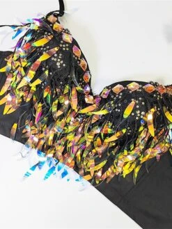 Women's Rhinestone Corset Bustier Feather Undergarments Home Daily Bed Polyester Breathable Straps Sleeveless Backless Summer Spring Black White -Deals The Sexy Bra Store xwbbrt1696315691653