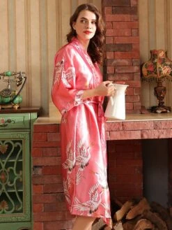 Ladies Sexy Spring Summer Imitation Silk Crane Pajamas Home Nightgown 19 Ladies Sexy Spring Summer Imitation Silk Crane Pajamas Home Nightgown -Deals The Sexy Bra Store xwgeec1691133299492