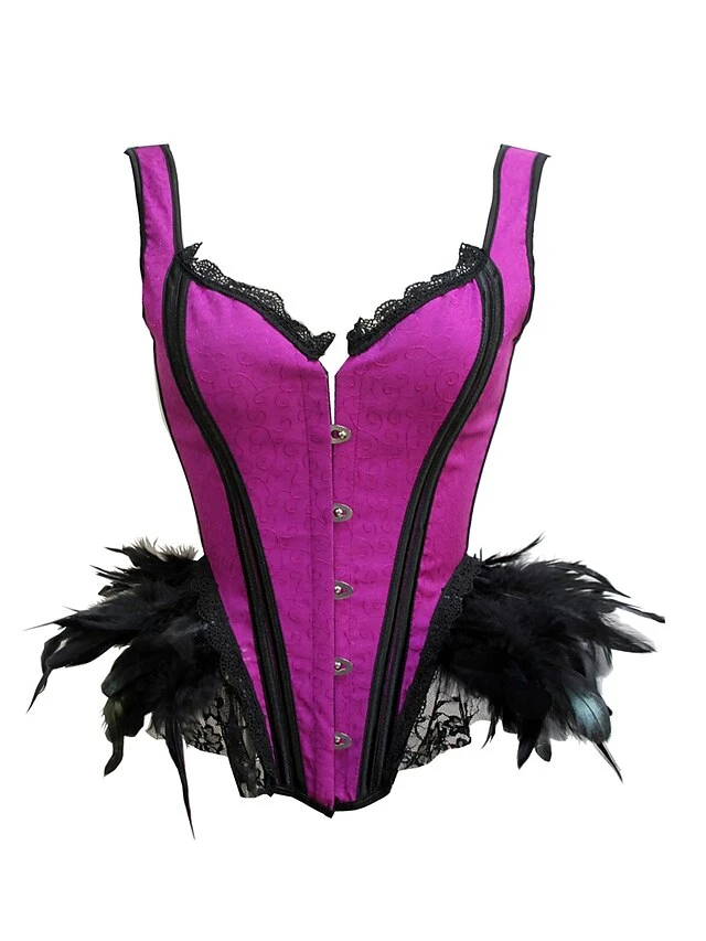 Women's Black And Red Corsets Dark Purple Corsets Shapewear Patchwork Corsets Party Halloween Club Polyester Breathable Straps Sleeveless Backless Feather Summer Spring Red Purple 4 Women's Black And Red Corsets Dark Purple Corsets Shapewear Patchwork Corsets Party Halloween Club Polyester Breathable Straps Sleeveless Backless Feather Summer Spring Red Purple - Image 4