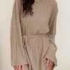 Women's Nightgown Nightshirt Knit Dress Pure Color Simple Casual Comfort Home Daily Vacation Polyester Breathable Long Sleeve Fall Winter Brown