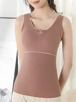 Women's Top Thermal Shirt Pure Color Warm Fashion Simple Home Street Daily Cotton Warm Breathable Straps Sleeveless Fall Winter Bean Paste Color Black 26 Women's Top Thermal Shirt Pure Color Warm Fashion Simple Home Street Daily Cotton Warm Breathable Straps Sleeveless Fall Winter Bean Paste Color Black -Deals The Sexy Bra Store xzdvhf1694072372976