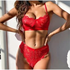 Women's Xmas Sexy Lingerie Christmas Lingerie Sets Lace Two Piece Set