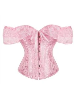 Women's Pink Corsets Dark Blue Corsets Shapewear Flower Corsets Party Halloween Going Out Polyester Breathable Bandeau Short Sleeve Backless Summer Spring Black White