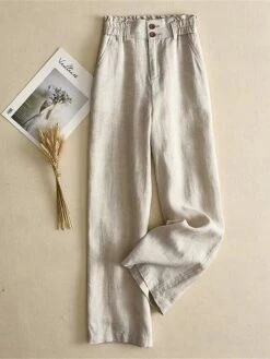 Women's Plus Size Loungewear Pants Pure Color Basic Casual Comfort Home Daily Vacation Cotton Breathable Pant Pocket Summer Spring Black White