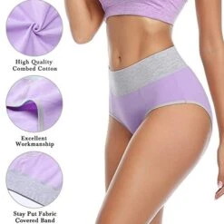 Women's Plus Size Basic Vacation Pure Color Shaping Panty Stretchy High Waist Cotton 5 Pieces Green M -Deals The Sexy Bra Store yaldpg1656560472968