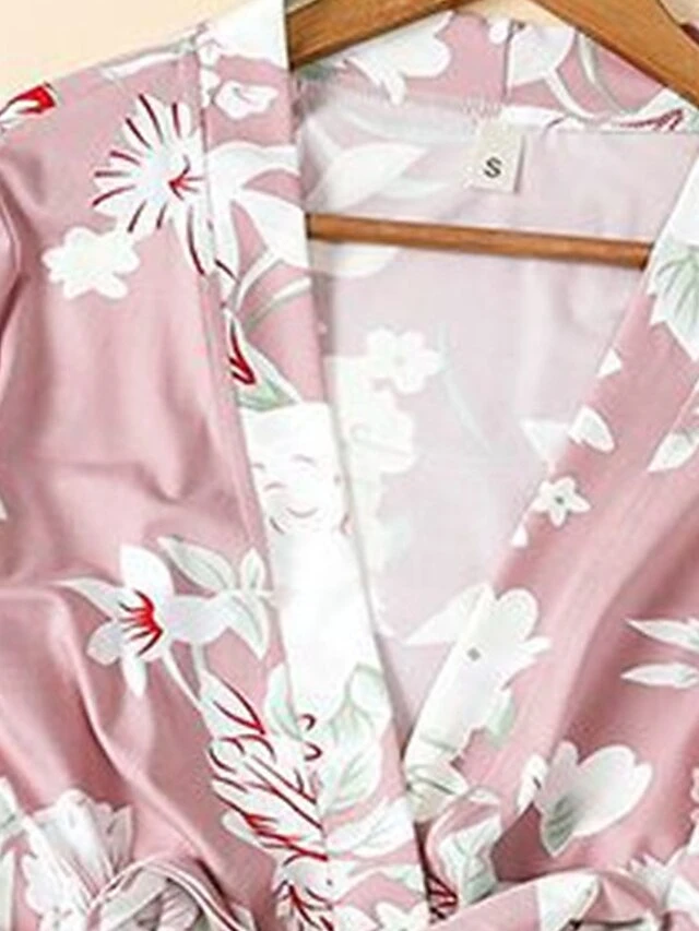 Women's Satin Silk Pajamas Sets 3 Pieces Flower Fashion Casual Soft Home Daily Bed Polyester Breathable Straps Sleeveless Strap Top Pant Elastic Waist Summer Fall Black Pink 6 Women's Satin Silk Pajamas Sets 3 Pieces Flower Fashion Casual Soft Home Daily Bed Polyester Breathable Straps Sleeveless Strap Top Pant Elastic Waist Summer Fall Black Pink - Image 6