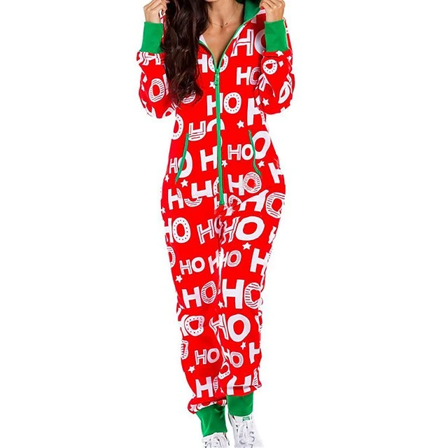 Women's Onesie Pajamas Letter Elk Warm Casual Soft Xmas Home Christmas Daily Cotton Blend Warm Breathable Hoodie Long Sleeve Summer Fall Wine Red 3 Women's Onesie Pajamas Letter Elk Warm Casual Soft Xmas Home Christmas Daily Cotton Blend Warm Breathable Hoodie Long Sleeve Summer Fall Wine Red - Image 3