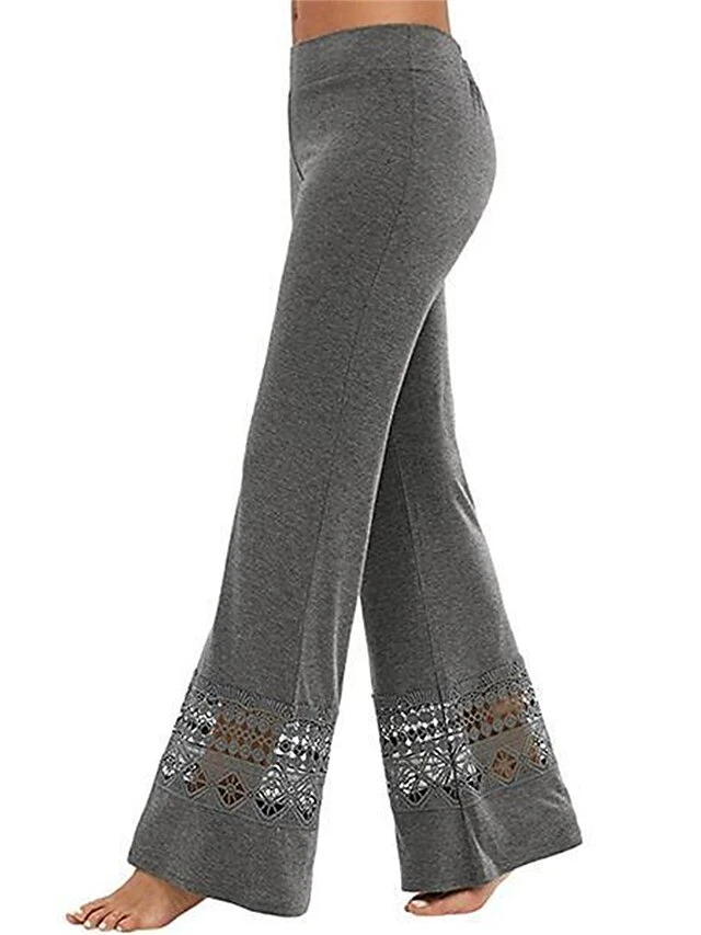 Women's Plus Size Loungewear Pants Pure Color Basic Casual Comfort Home Street Daily Polyester Breathable Pant Hole Summer Spring Black Light Grey 6 Women's Plus Size Loungewear Pants Pure Color Basic Casual Comfort Home Street Daily Polyester Breathable Pant Hole Summer Spring Black Light Grey - Image 6