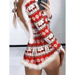Women's Onesie Christmas Xmas Geometic Snowflake Fashion Plush Comfort Polyester Breathable V Wire Long Sleeve Backless Feather Fall Winter Pink Wine 15 Women's Onesie Christmas Xmas Geometic Snowflake Fashion Plush Comfort Polyester Breathable V Wire Long Sleeve Backless Feather Fall Winter Pink Wine -Deals The Sexy Bra Store ydvgvd1695281834547