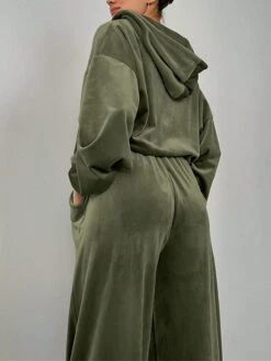 Women's Velvet Pajamas Sets Pure Color Warm Fashion Plush Home Daily Bed Velvet Warm Breathable Hoodie Long Sleeve Hoodie Pant Pocket Elastic Waist Fall Winter Green -Deals The Sexy Bra Store ydymek1694072413376