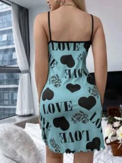 Women's Plus Size Pajamas Nightgown Dress Heart Letter Fashion Casual Soft Home Daily Bed Polyester Breathable Straps Sleeveless Backless Spring Summer Yellow Red -Deals The Sexy Bra Store yeehqb1679550708094