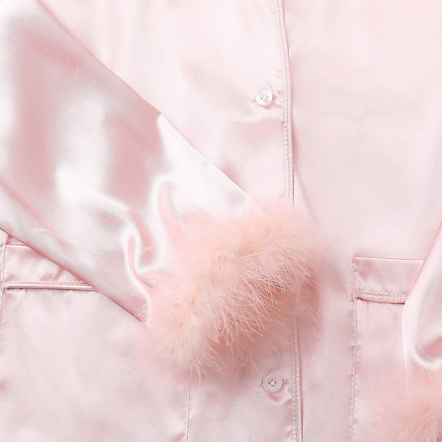 Women's Gift Loungewear Pajamas Sets Home Party Valentine's Day Feather Pure Color Silk Simple Soft Shirt Pant Fall Spring Summer Lapel Long Sleeve Long Pant Buckle Pocket 5 Women's Gift Loungewear Pajamas Sets Home Party Valentine's Day Feather Pure Color Silk Simple Soft Shirt Pant Fall Spring Summer Lapel Long Sleeve Long Pant Buckle Pocket - Image 5