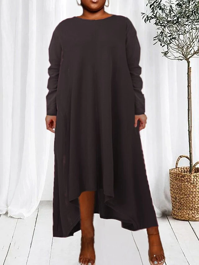 Women's Petite Loungewear Nightgown Nightshirt Dress Pure Color Simple Basic Casual Home Daily Vacation Cotton Blend Breathable Crew Neck Long Sleeve Fall Winter Black Wine 1 Women's Petite Loungewear Nightgown Nightshirt Dress Pure Color Simple Basic Casual Home Daily Vacation Cotton Blend Breathable Crew Neck Long Sleeve Fall Winter Black Wine