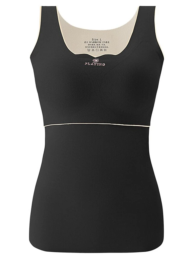 Women's Top Thermal Shirt Pure Color Warm Fashion Simple Home Street Daily Cotton Warm Breathable Straps Sleeveless Fall Winter Bean Paste Color Black 12 Women's Top Thermal Shirt Pure Color Warm Fashion Simple Home Street Daily Cotton Warm Breathable Straps Sleeveless Fall Winter Bean Paste Color Black - Image 12