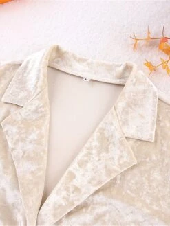 Women's Pajamas Sets Pure Color Warm Fashion Casual Home Daily Bed Velvet Warm Breathable Lapel Long Sleeve Shirt Pant Button Fall Winter Beige -Deals The Sexy Bra Store ylparz1693206751387