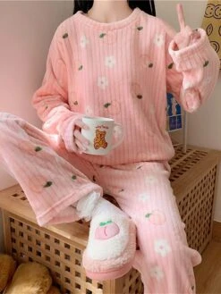 Women's Loungewear Sets 2 Pieces Bear Peach Fashion Casual Comfort Street Daily Date Polyester Warm Crew Neck Long Sleeve Pant Fall Winter Lotus Pink Black 30 Women's Loungewear Sets 2 Pieces Bear Peach Fashion Casual Comfort Street Daily Date Polyester Warm Crew Neck Long Sleeve Pant Fall Winter Lotus Pink Black -Deals The Sexy Bra Store yltmrh1692257109756