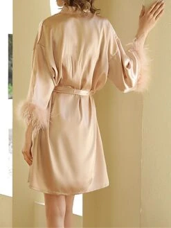 Women's Pajamas Robe Bathrobe Silk Robe Pure Color Fashion Comfort Soft Home Bed Wedding Party Xmas Satin Breathable V Wire Feather Fall Winter White Champagne 9 Women's Pajamas Robe Bathrobe Silk Robe Pure Color Fashion Comfort Soft Home Bed Wedding Party Xmas Satin Breathable V Wire Feather Fall Winter White Champagne -Deals The Sexy Bra Store ynvfsj1694742418479