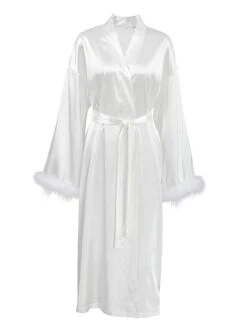 Women's Pajamas Bathrobe Robes Gown Pure Color Simple Casual Comfort Wedding Party Satin Breathable V Wire Long Sleeve Feather Fall Winter White 25 Women's Pajamas Bathrobe Robes Gown Pure Color Simple Casual Comfort Wedding Party Satin Breathable V Wire Long Sleeve Feather Fall Winter White -Deals The Sexy Bra Store yoghwm1693206730146