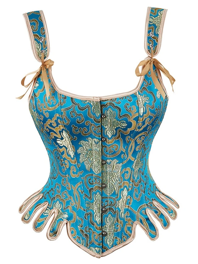 Corset Women's Corsets Halloween Party & Evening Club Black Blue Comfortable Overbust Corset Hook & Eye Lace Up Retro Tummy Control Push Up Flower Spring Fall Winter 4 Corset Women's Corsets Halloween Party & Evening Club Black Blue Comfortable Overbust Corset Hook & Eye Lace Up Retro Tummy Control Push Up Flower Spring Fall Winter - Image 4