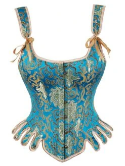 Corset Women's Corset Tops Party & Evening Club Black Blue Sexy Overbust Corset Hook & Eye Lace Up Retro Tummy Control Push Up Flower Fall Winter