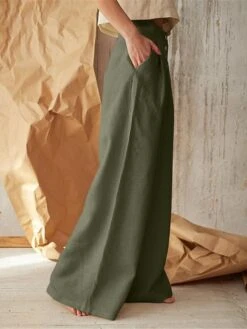 Women's Loungewear Pants Lounge Pants Pure Color Fashion Simple Casual Street Date Airport Cotton And Linen Breathable Long Pant Button Summer Spring Black Green -Deals The Sexy Bra Store yqytug1685617395985