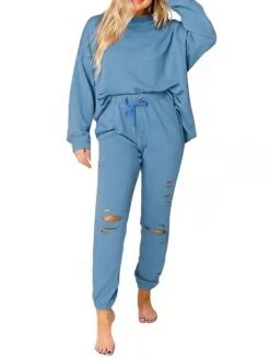 Women's Loungewear Sets Pure Color Fashion Simple Home Daily Vacation Polyester Warm Breathable Crew Neck Long Sleeve Hoodie Pant Elastic Waist Hole Fall Winter Dark Apricot Black