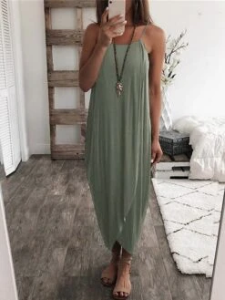 Women's Nightgown Sleep Shirt Dress Pure Color Simple Casual Soft Home Daily Bed Acrylic Breathable Straps Sleeveless Dress Backless Summer Spring Black White -Deals The Sexy Bra Store ysjhsa1681109576796