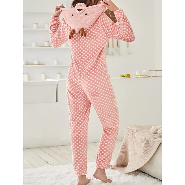 Women's Onesie Pajama Elk Warm Casual Christmas Daily Flannel Hoodie Long Sleeve Fall Winter Pink 4 Women's Onesie Pajama Elk Warm Casual Christmas Daily Flannel Hoodie Long Sleeve Fall Winter Pink - Image 4