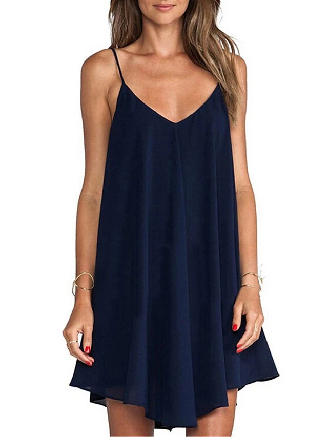 Women's Pajamas Nightgown Nightshirt Dress Pure Color Simple Casual Soft Home Daily Bed Polyester Breathable Straps Sleeveless Backless Summer Spring Black Navy Blue 1 Women's Pajamas Nightgown Nightshirt Dress Pure Color Simple Casual Soft Home Daily Bed Polyester Breathable Straps Sleeveless Backless Summer Spring Black Navy Blue