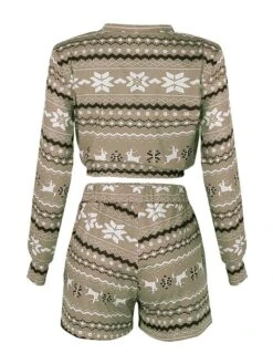 Women‘s Christmas Pjs Sets 2 Pieces Flower Comfort Soft Xmas Street Daily Breathable Gift Crew Neck Long Sleeve Shorts Elastic Waist Winter Fall Blue Purple -Deals The Sexy Bra Store yupmam1662459335266