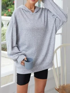 Women's Loungewear Top Pure Color Warm Fashion Casual Home Street Daily Polyester Warm Breathable Hoodie Long Sleeve Hoodie Fall Winter FGR03-LightGrey -Deals The Sexy Bra Store yxkwhv1693986238448