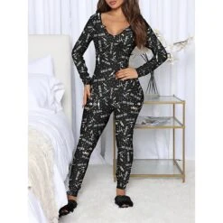 Women's Pajamas Jumpsuit Cat Ghost Retro Gothic Punk & Gothic Halloween Carnival Polyester Breathable V Wire Long Sleeve Fall Winter Black White 37 Women's Pajamas Jumpsuit Cat Ghost Retro Gothic Punk & Gothic Halloween Carnival Polyester Breathable V Wire Long Sleeve Fall Winter Black White -Deals The Sexy Bra Store yytbrr1692257158682