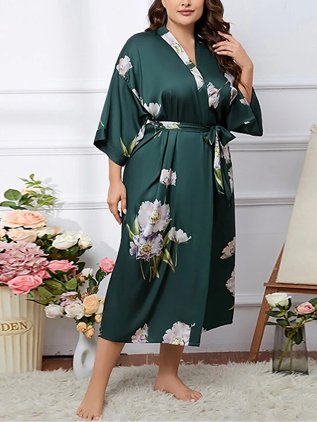 Women's Plus Size Pajamas Bathrobe Animal Flower Simple Casual Comfort Home Bed Polyester Breathable V Wire Long Sleeve Fall Winter 2669 Night Leopard 2669 Peacock Pollen 1 Women's Plus Size Pajamas Bathrobe Animal Flower Simple Casual Comfort Home Bed Polyester Breathable V Wire Long Sleeve Fall Winter 2669 Night Leopard 2669 Peacock Pollen