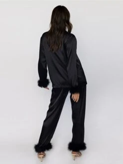 Women's Pajamas Sets Pure Color Fashion Casual Soft Wedding Party Satin Breathable Lapel Long Sleeve Shirt Pant Feather Fall Black White 28 Women's Pajamas Sets Pure Color Fashion Casual Soft Wedding Party Satin Breathable Lapel Long Sleeve Shirt Pant Feather Fall Black White -Deals The Sexy Bra Store zdbjgr1692861964639