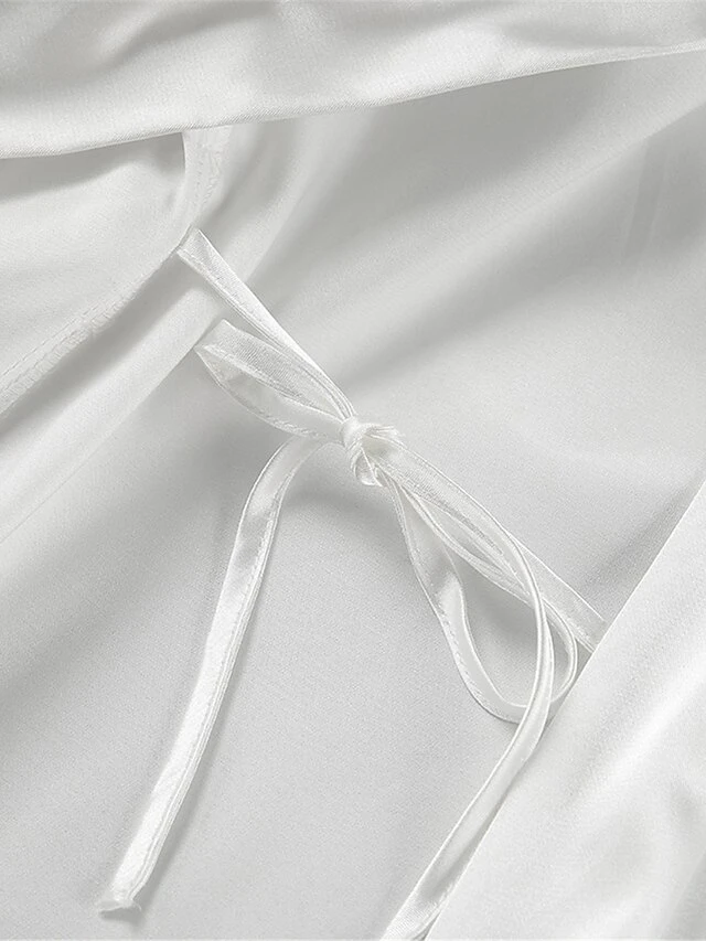 Women's Pajamas Bathrobe Robes Gown Pure Color Simple Casual Comfort Wedding Party Satin Breathable V Wire Long Sleeve Feather Fall Winter White 8 Women's Pajamas Bathrobe Robes Gown Pure Color Simple Casual Comfort Wedding Party Satin Breathable V Wire Long Sleeve Feather Fall Winter White - Image 8