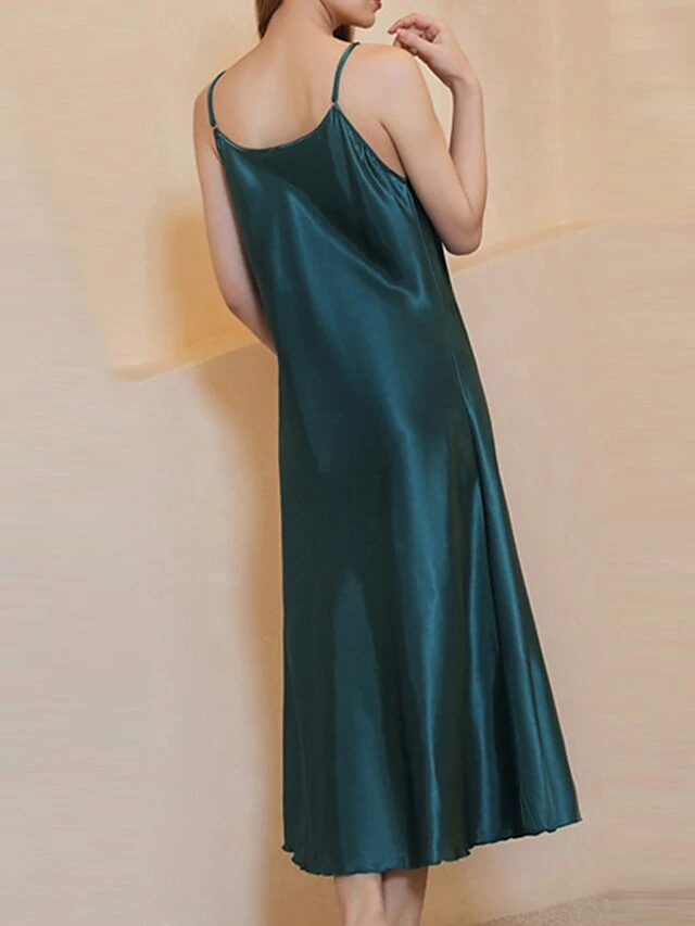 Women's Slip Lingerie Nightgown Nightshirt Dress Pure Color Simple Casual Comfort Home Daily Bed Satin Breathable Straps Sleeveless Fall Winter Black White 18 Women's Slip Lingerie Nightgown Nightshirt Dress Pure Color Simple Casual Comfort Home Daily Bed Satin Breathable Straps Sleeveless Fall Winter Black White - Image 18