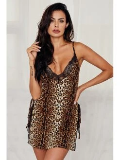 Sexy Women'S Suspender Deep V Leopard Print Nightdress Side Open Underwear -Deals The Sexy Bra Store zfnbyh1681974414435