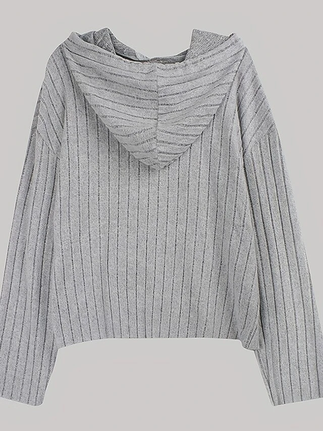 Women's Lounge Sets Ribbed Knit Hoodie And Pants Casual Comfort Home Daily Date Polyester Breathable Pullover Long Sleeve Hoodie Fall Winter Grey 3 Women's Lounge Sets Ribbed Knit Hoodie And Pants Casual Comfort Home Daily Date Polyester Breathable Pullover Long Sleeve Hoodie Fall Winter Grey - Image 3