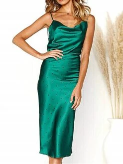 Women's Pajamas Nightgown Nightshirt Dress Leopard Dot Fashion Casual Soft Home Daily Bed Satin Breathable Straps Sleeveless Spring Fall Pink Navy Blue -Deals The Sexy Bra Store zgkoyw1693467378684