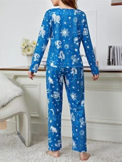 Women's Pajamas Sets Graphic Prints Fashion Casual Soft Home Christmas Daily Polyester Breathable Crew Neck Long Sleeve T Shirt Tee Pant Summer Fall Blue 10 Women's Pajamas Sets Graphic Prints Fashion Casual Soft Home Christmas Daily Polyester Breathable Crew Neck Long Sleeve T Shirt Tee Pant Summer Fall Blue -Deals The Sexy Bra Store zilwuj1691478724258