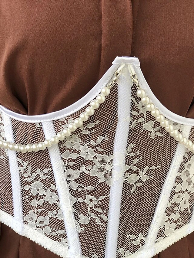 Corset Women's Corset Tops Sexy Underbust Corset Retro Embroidery Lace Lace Flower Buckle Lace Up Polyester Prom Birthday Party Party & Evening Spring & Summer Fall & Winter All Seasons White Black 16 Corset Women's Corset Tops Sexy Underbust Corset Retro Embroidery Lace Lace Flower Buckle Lace Up Polyester Prom Birthday Party Party & Evening Spring & Summer Fall & Winter All Seasons White Black - Image 16