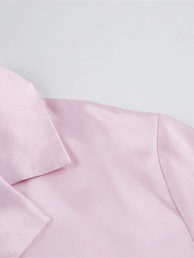 Women's Pajamas Sets Pure Color Fashion Casual Soft Wedding Party Satin Breathable Lapel Long Sleeve Shirt Pant Feather Fall Black White 17 Women's Pajamas Sets Pure Color Fashion Casual Soft Wedding Party Satin Breathable Lapel Long Sleeve Shirt Pant Feather Fall Black White - Image 17