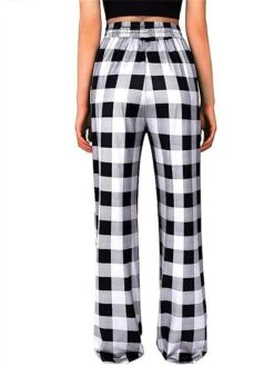 Women's Lounge Pants Christmas Grid / Plaid Casual Comfort Soft Home Daily Bed Polyester Breathable Pant Pocket Elastic Waist Fall Winter Yellow Red -Deals The Sexy Bra Store zugyys1695628333512