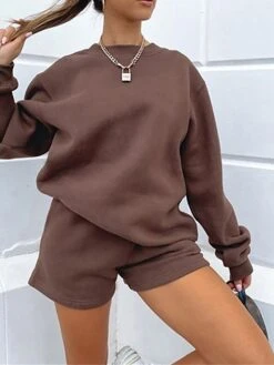 Women's Lounge Sets 2 Pcs Sweatshirt And Shorts Pure Color Fashion Casual Comfort Street Daily Date Polyester Breathable Crew Neck Long Sleeve Shorts Fall Winter Black Blue 30 Women's Lounge Sets 2 Pcs Sweatshirt And Shorts Pure Color Fashion Casual Comfort Street Daily Date Polyester Breathable Crew Neck Long Sleeve Shorts Fall Winter Black Blue -Deals The Sexy Bra Store zuygey1691566024026